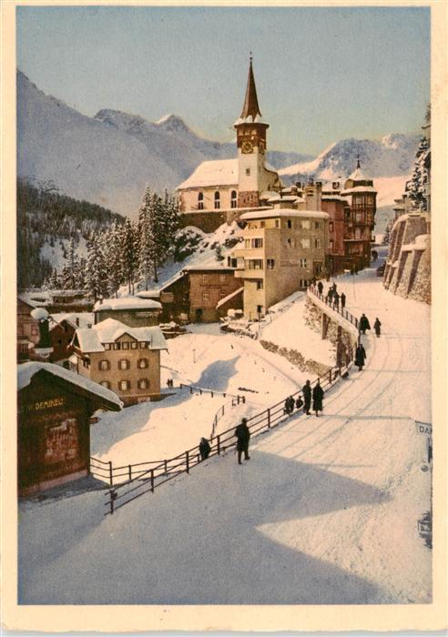 Arosa GR Poststrasse mit ev Kirche