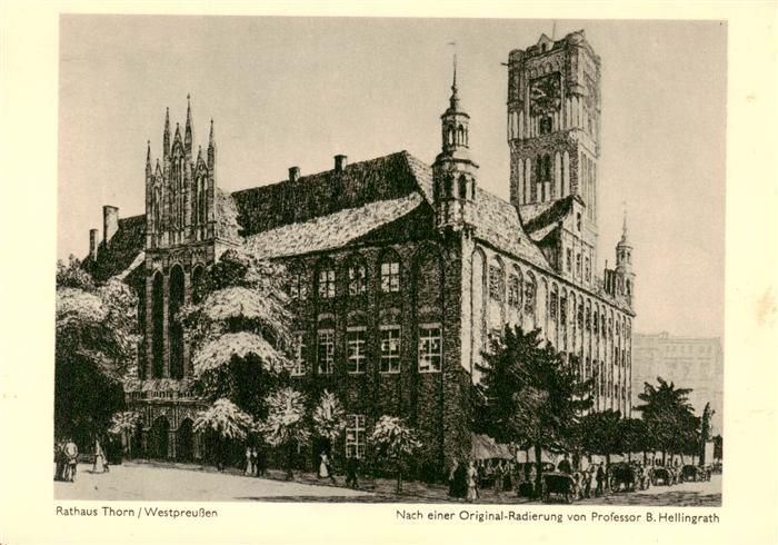 Thorn  Westpreussen Torun PL Rathaus Original Radierung