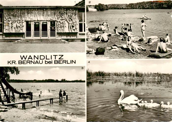 Wandlitz Polytechn Oberschule Wandlitzsee Liegnitzsee Strandbad Schwanenfamilie