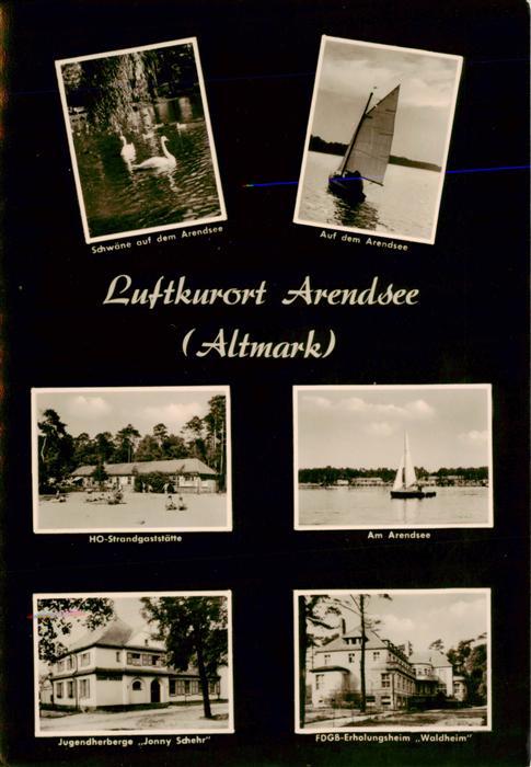 Arendsee Altmark Schwaene Segelboot HO Strandgaststaette Jugendherberge Jenny Sc