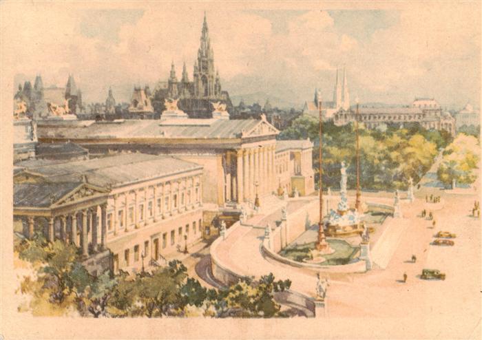 Wien AT Parlament Aquarell