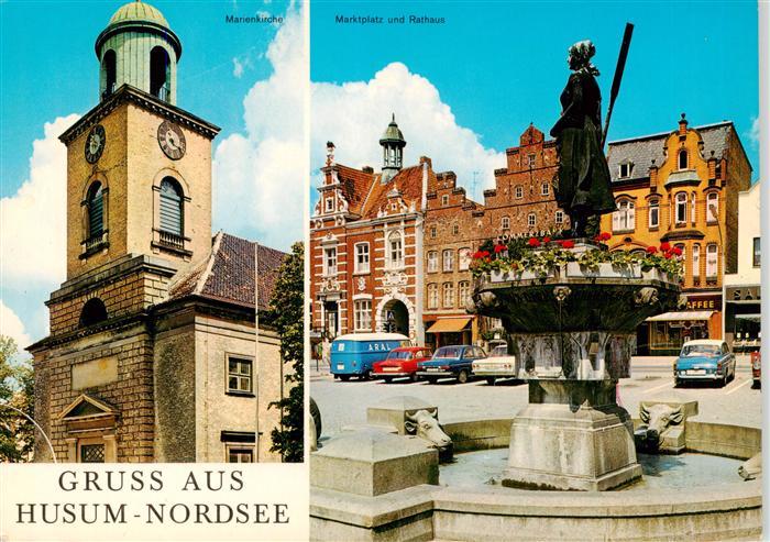Husum Nordfriesland Marienkirche Marktplatz Rathaus Brunnen