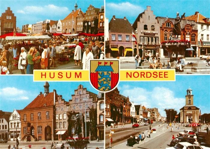 Husum Nordfriesland Marktplatz Brunnen Zentrum Kirche