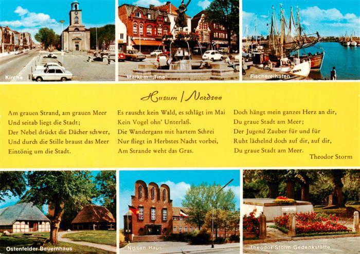 Husum Nordfriesland Kirche Markt Brunnen mit Tine Statue Fischereihafen Ostenfe