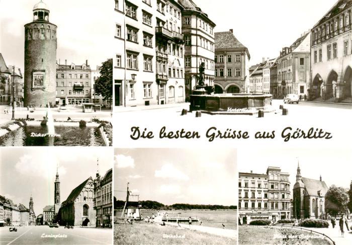 Goerlitz Sachsen Dicker Turm Leninplatz Volksbad Platz der Befreiung Untermarkt