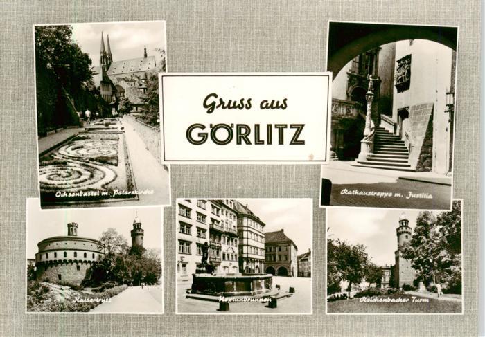 Goerlitz Sachsen Ochsenbastei Peterskirche Rathaustreppe Justitia Kaisertrutz N