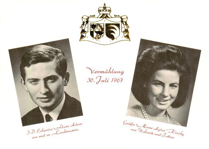 Vaduz Liechtenstein FL Vermaehlung Erbprinz Hans Adam Graefin Marie Aglae Kinsky