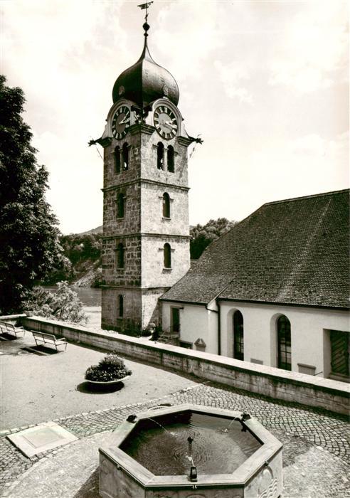 Eglisau ZH Kirche mit Schoepfungsbrunnen
