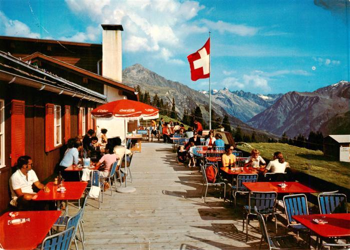 Saas-Almagell VS Bergrestaurant Albeina Terrasse Madrisa Saaser Alp Fernsicht Al