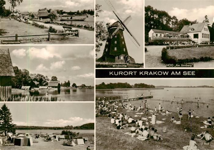 Krakow See Seepromenade Zeltplatz Windmuehle HOG Am Joernberg Badestrand