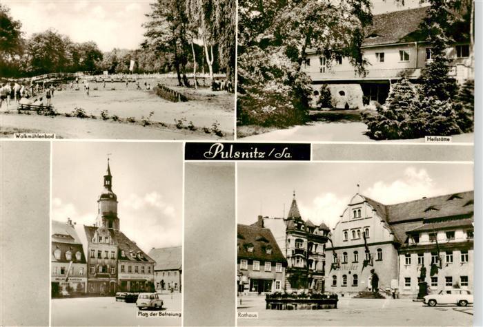 Pulsnitz Sachsen Walkmuehlenbad Heilstaette Platz der Befreiung Rathaus