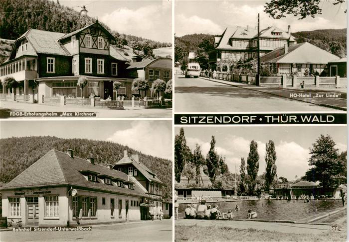 Sitzendorf  Thueringen FDGB-Erholungsheim Max Kirchner HO-Hotel Zur Linde Bahnho