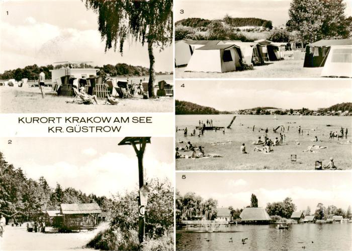 Krakow See Badestrand am Joernberg Freilandgaststaette Waldschenke Zeltplatz Par