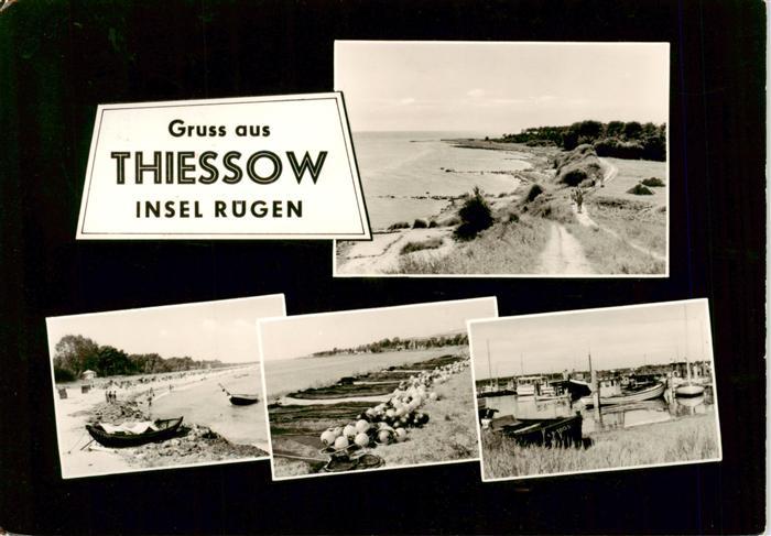Thiessow Ostseebad Ruegen Kuestenpanorama Strand Fischereihafen