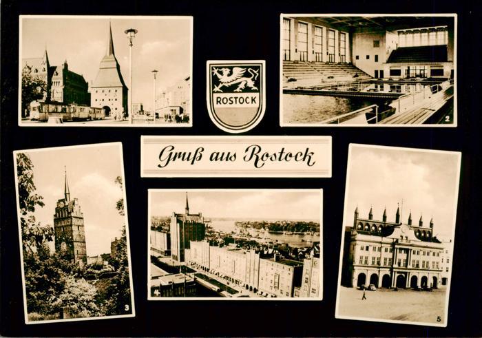 ROSTOCK  CITY Steintor Schwimmhalle Kroepeliner Tor Langestrasse Rathaus