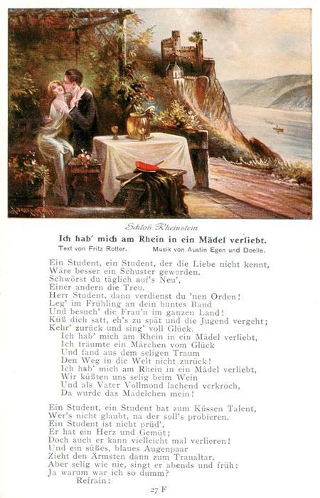 Rheinstein Schloss Rheinstein Liebespaar mit Schloss im Hintergrund