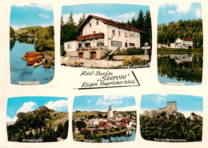 Regen Bayern Hotel Pension Seerose Kahnverleih Seepartie Arbergipfel Ortsblick R