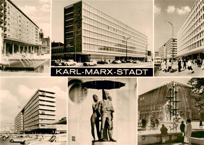 Karl-Marx-Stadt CHEMNITZ Rosenhof Strasse der Nationen Hauptpostamt Brunnenplast