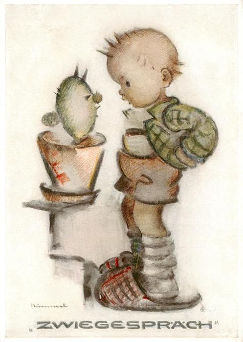 Hummel Kuenstler-AK-Nr. Nr.5555 Zwiegesprach