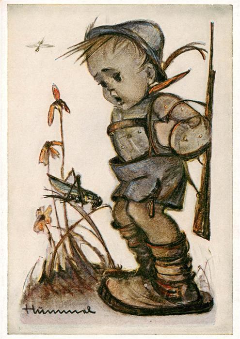 Hummel Kuenstler-AK-Nr. Heuschreckenschuetze Hummelbuch
