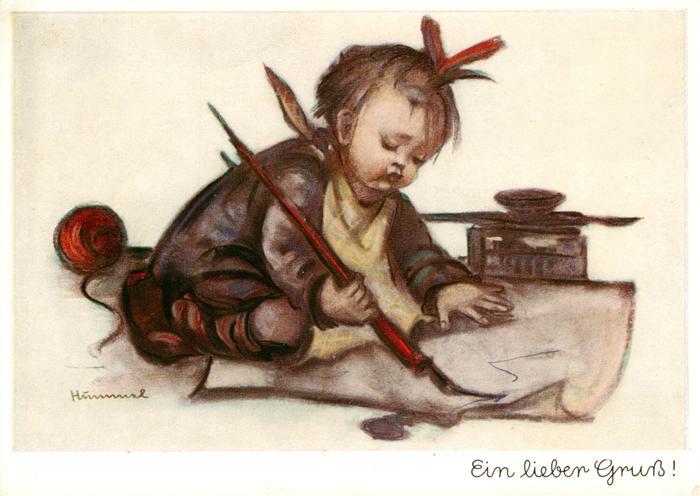Hummel Kuenstler-AK-Nr. Nr.5201 Josef Mueller Ein lieber Gruss
