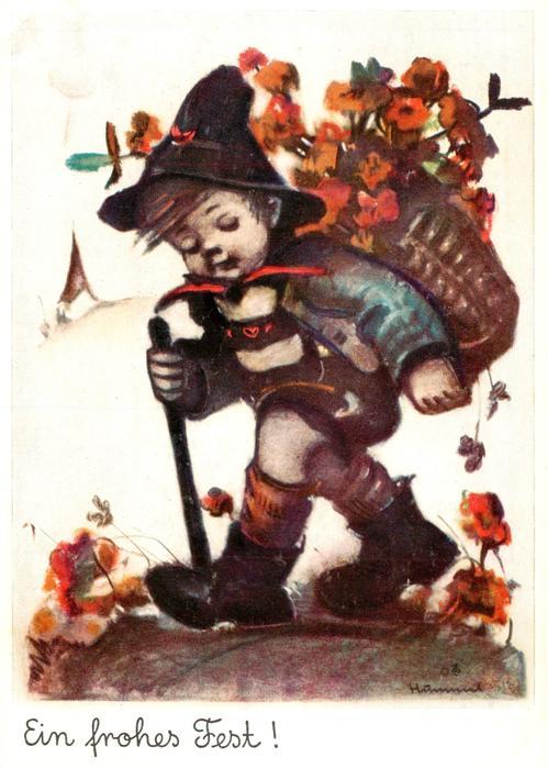 Hummel Kuenstler-AK-Nr. Nr. 5197 Josef Mueller Ein frohes Fest junge Blumen