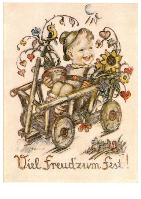Hummel Kuenstler-AK-Nr. Nr. 5944 Josef Mueller B.Hummel Viel freud zum Fest Kind