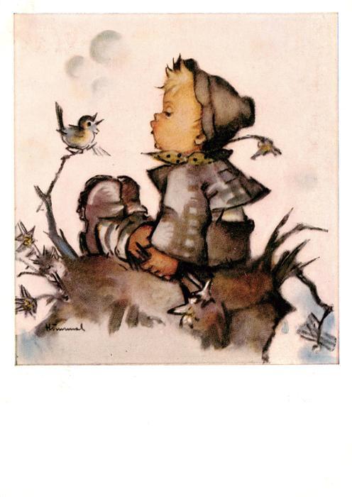 Hummel Kuenstler-AK-Nr. Nr. 5895 Josef Mueller Ein frohes Lied