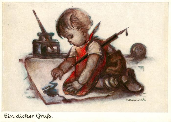 Hummel Kuenstler-AK-Nr. Nr. 5202 Josef Mueller Ein dicker Gruss