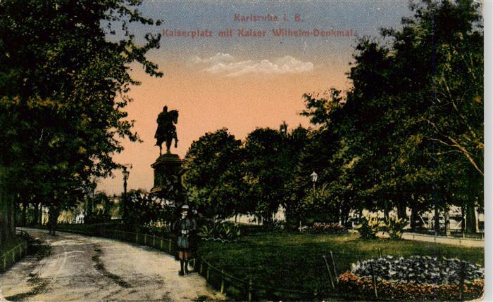 Karlsruhe Baden Kaiserplatz mit Kaiser Wilhelm Denkmal