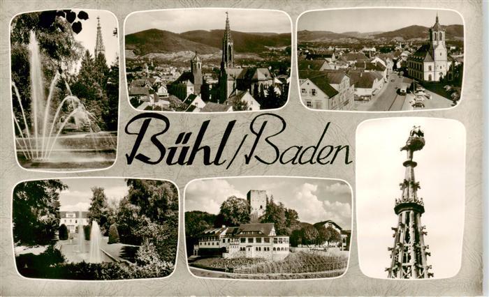 Buehl Baden Stadtgarten Panorama Kirche Rathaus Burg Storchennest