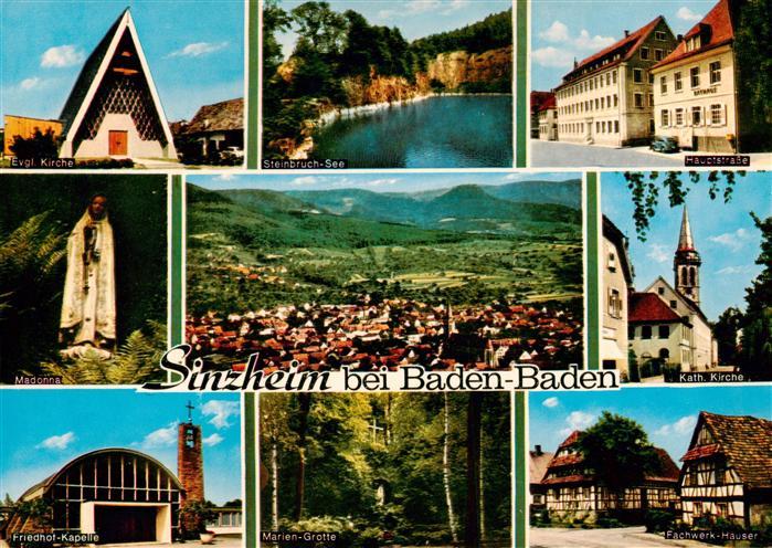 Sinzheim Ev Kirche Steinbruch See Madonne Panorama Kath Kirche Friedhof Kapelle