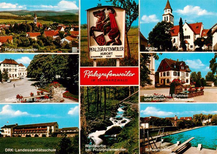 Pfalzgrafenweiler Ortsansicht Kirche Marktplatz Brunnen Gaestehaus Schwanen DRK