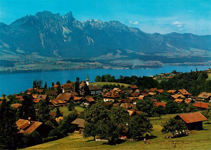 Sigriswil BE Thunersee Stockhornkette Fliegeraufnahme