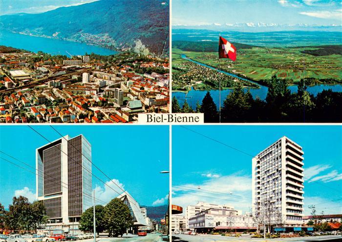 Biel Bienne BE Luftaufnahme Panorama Blick gegen die Alpen Hochhaeuser