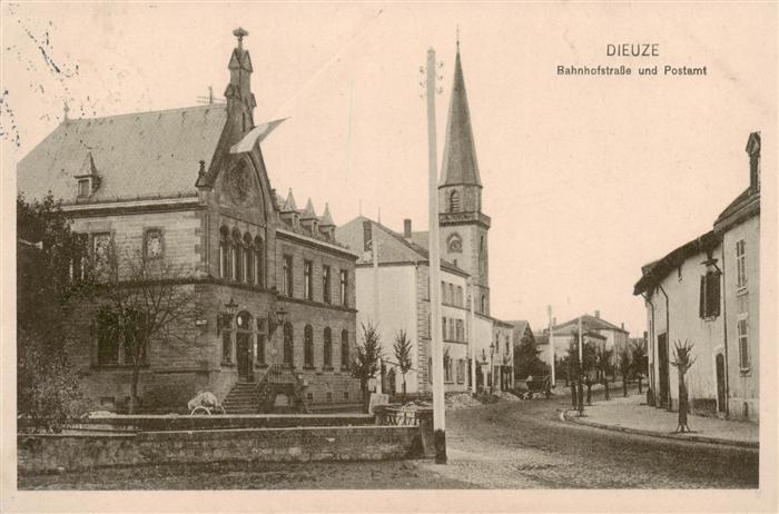 Dieuze Duss 57 Moselle Bahnhofstrasse und Postamt