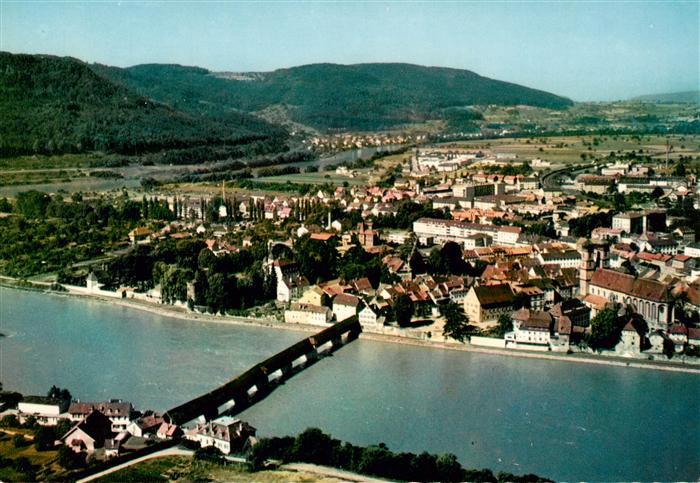 Bad Saeckingen Hochrhein mit historischer Holzbruecke