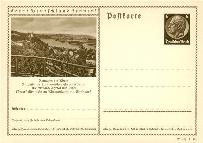 REMAGEN Rheinland-Pfalz Rheinanlagen mit Rheinpark