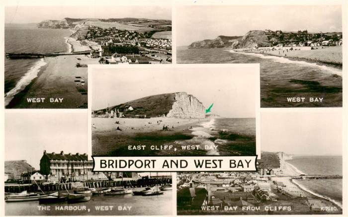 Bridport Dorset UK West Bay The Harbour East Cliff West Bay from Cliffs
