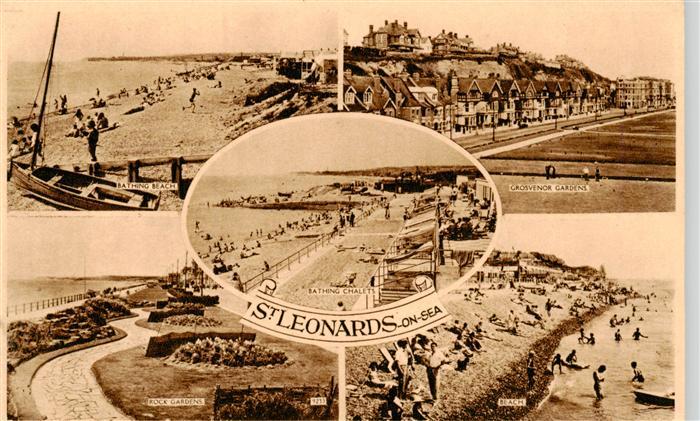 St Leonards on Sea Bathing Beach Bathing Chalets Grosvenor Gardens Rock Gardens