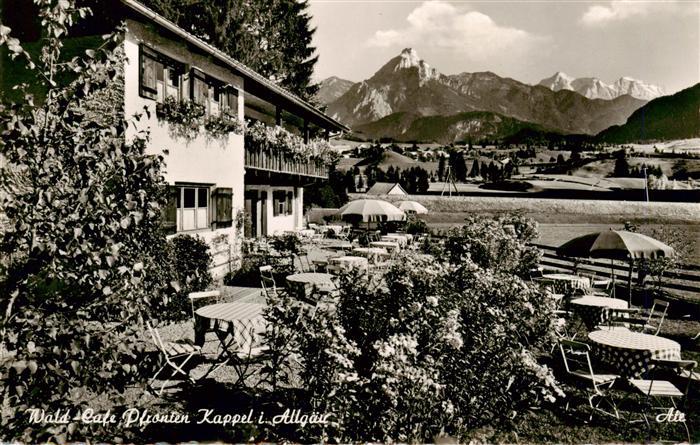 Kappel Pfronten WaldCafe Blick auf Saeuling und Zugspitze Wettersteingebirge