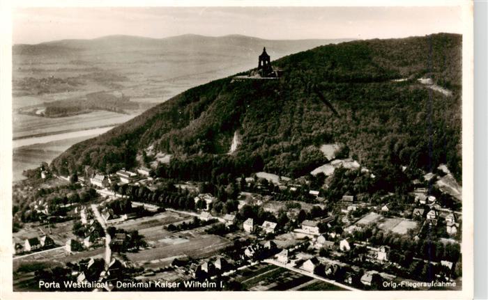 Porta Westfalica Panorama mit Denkmal Kaiser Wilhelm I Original Fliegeraufnahme