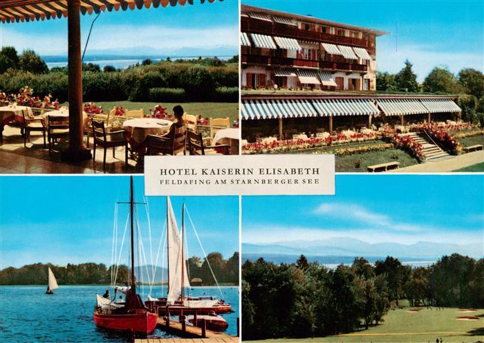 Feldafing Starnbergersee Hotel Kaiserin Elisabeth Terrasse Segelboote Panorama