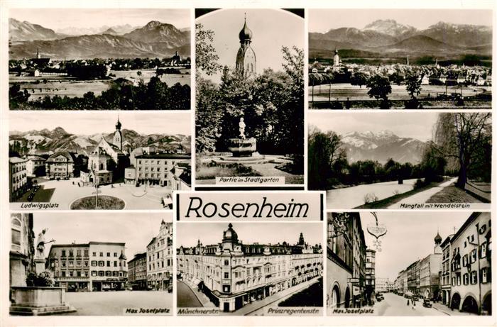Rosenheim Bayern Panorama Stadtgarten Ludwigsplatz Mangfall mit Wendelstein Max