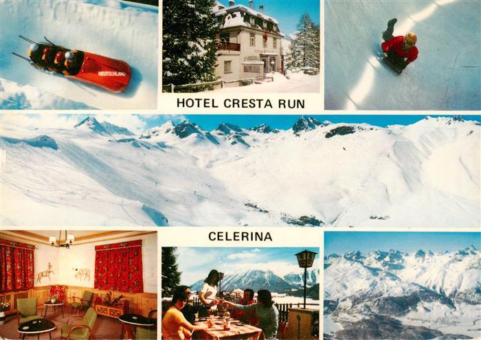 Celerina GR Hotel Cresta Run Gaststube Terrasse Bobbahn