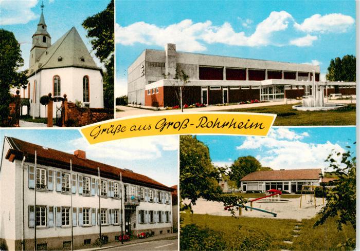 Gross-Rohrheim Kirche Schule Gebaeude Kinderspielplatz