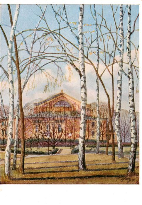 BAYREUTH Bayern Richard Wagner Festspielhaus Aquarell