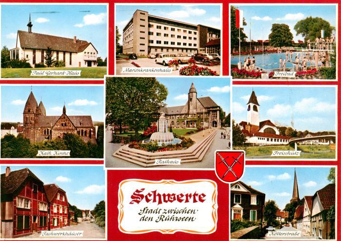 Schwerte Paul Gerhard Haus Marienkrankenhaus Freibad Kath Kirche Rathaus Freisch