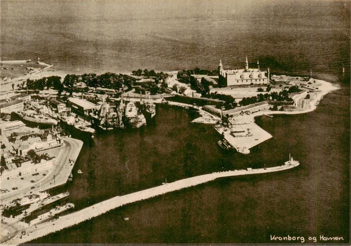 Kronborg Slot DK Havnen Fliegeraufnahme