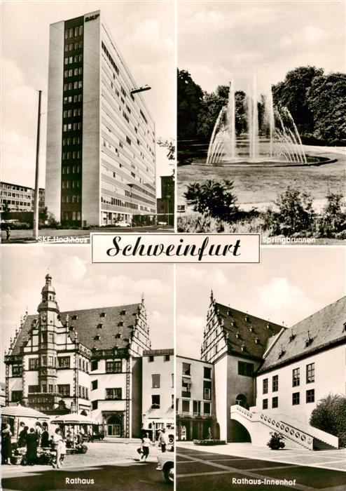 Schweinfurt Main SKF Hochhaus Springbrunnen Rathaus Innenhof